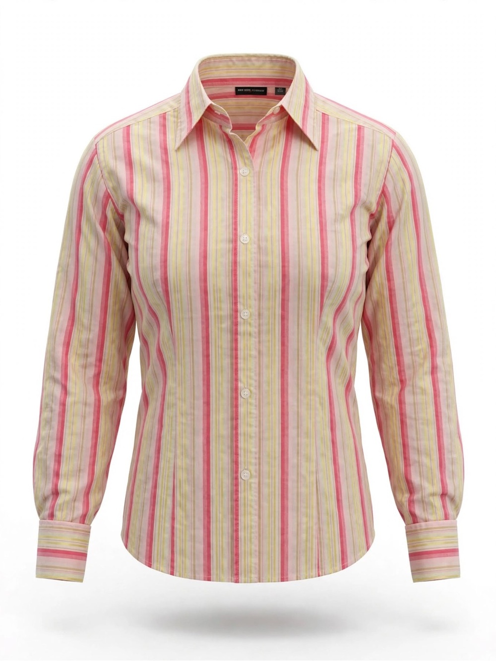 New York & Company Pink and Cream Striped Button-Down Shirt